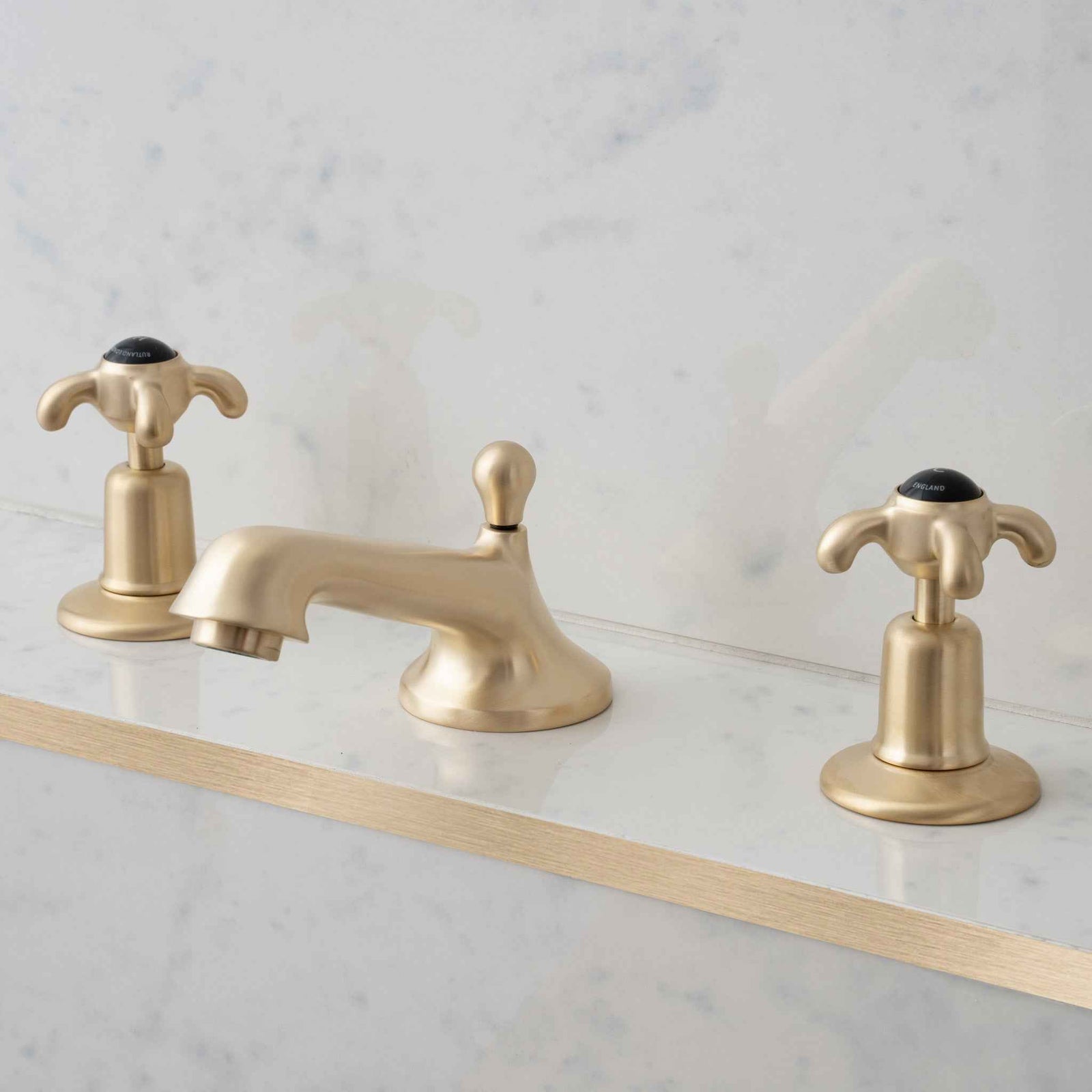 Westcroft Black Ceramic Cross Handle Three Hole Bathroom Sink Faucet - Rutland London (USA)