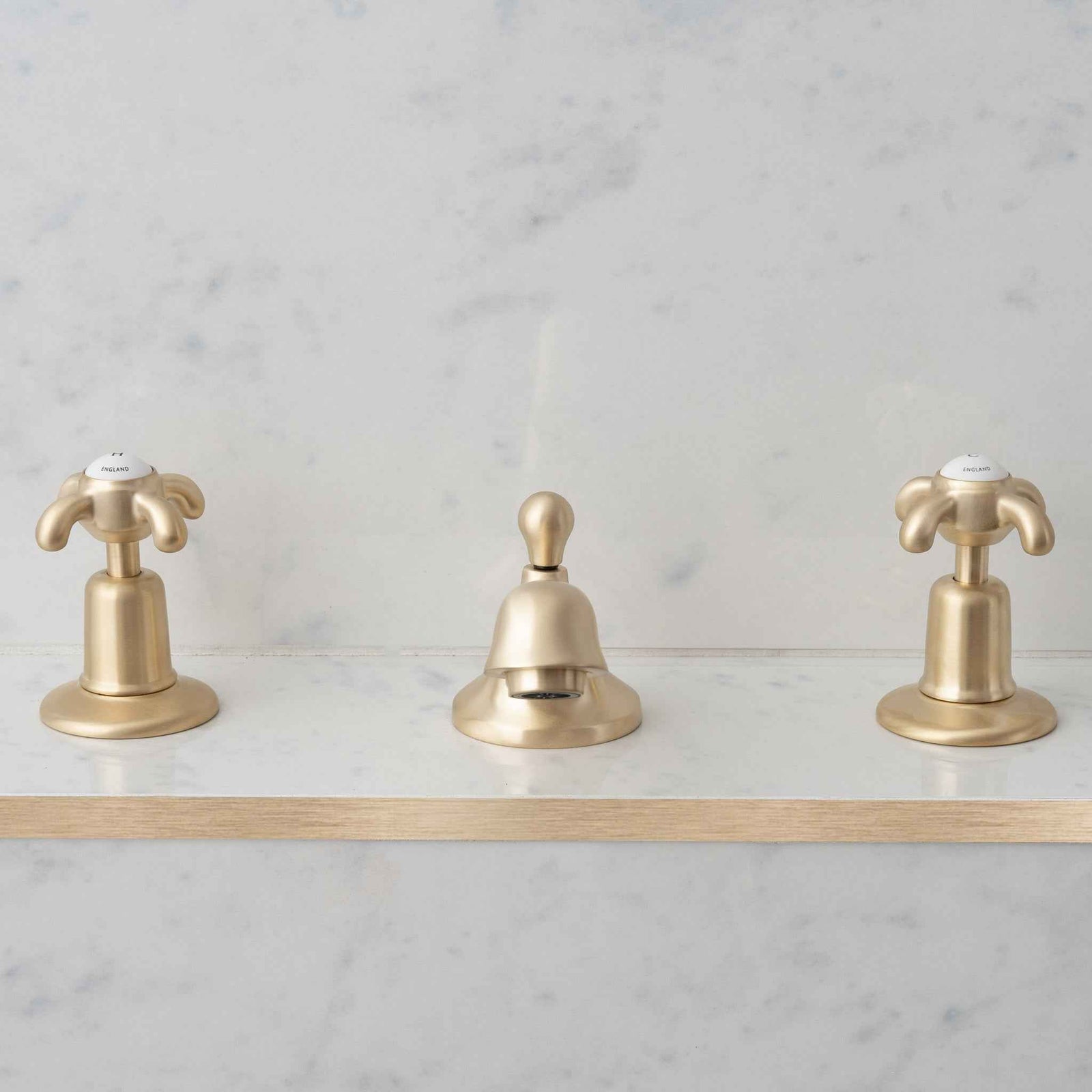 Westcroft White Ceramic Cross Handle Three Hole Bathroom Sink Faucet - Rutland London (USA)