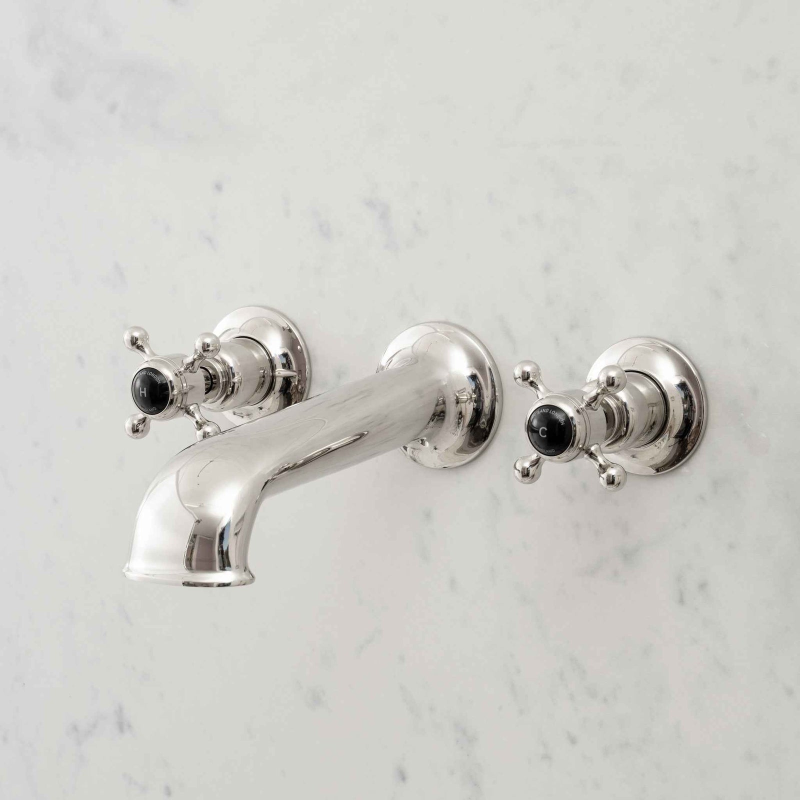 Leicester Black Ceramic Cross Handle Wall Mount Three Hole Tub Filler - Rutland London (USA)