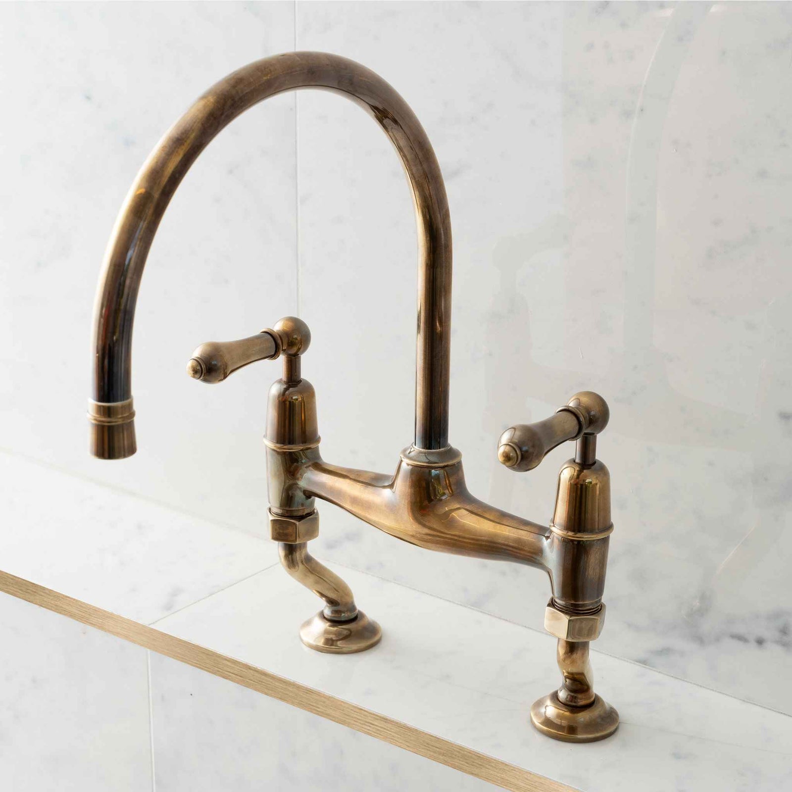 Gibson Metal Lever Swan Neck Two Hole Kitchen Sink Faucet - Rutland London (USA)