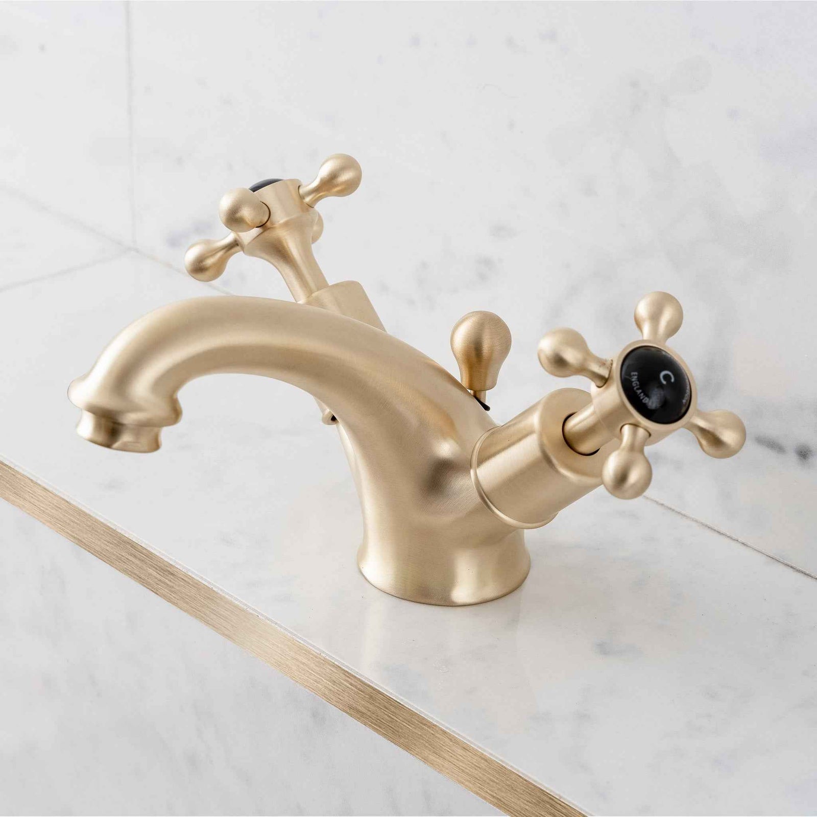 Kew Black Ceramic Cross Handle Single Hole Bathroom Sink Faucet - Rutland London (USA)