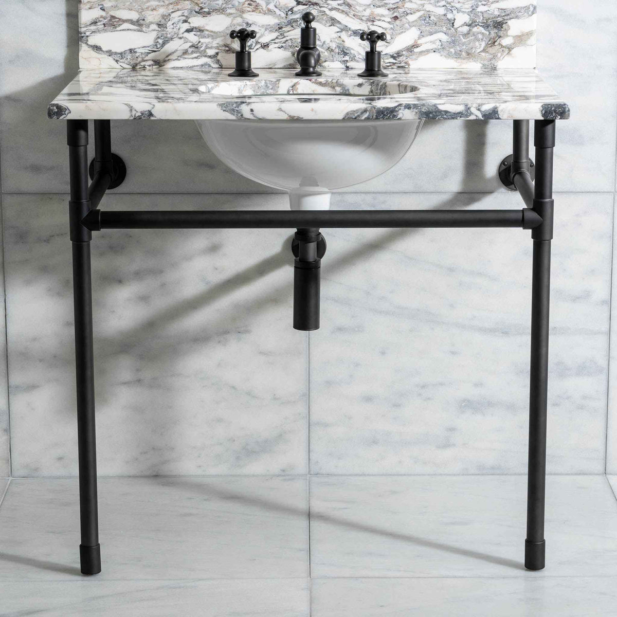 Thornhill Brass Console Bathroom Sink (Inc. Marble Top, Upstand &amp; Sink) - Rutland London (USA)