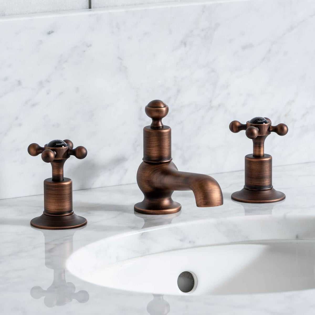 Bloomsbury Brass Console Bathroom Sink (Inc. Marble Top, Upstand &amp; Sink) - Rutland London (USA)