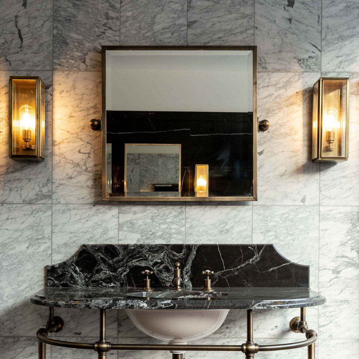 Warwick Brass Console Bathroom Sink (Inc. Marble Top, Upstand, Glass Shelf &amp; Sink)- Rutland London (USA)