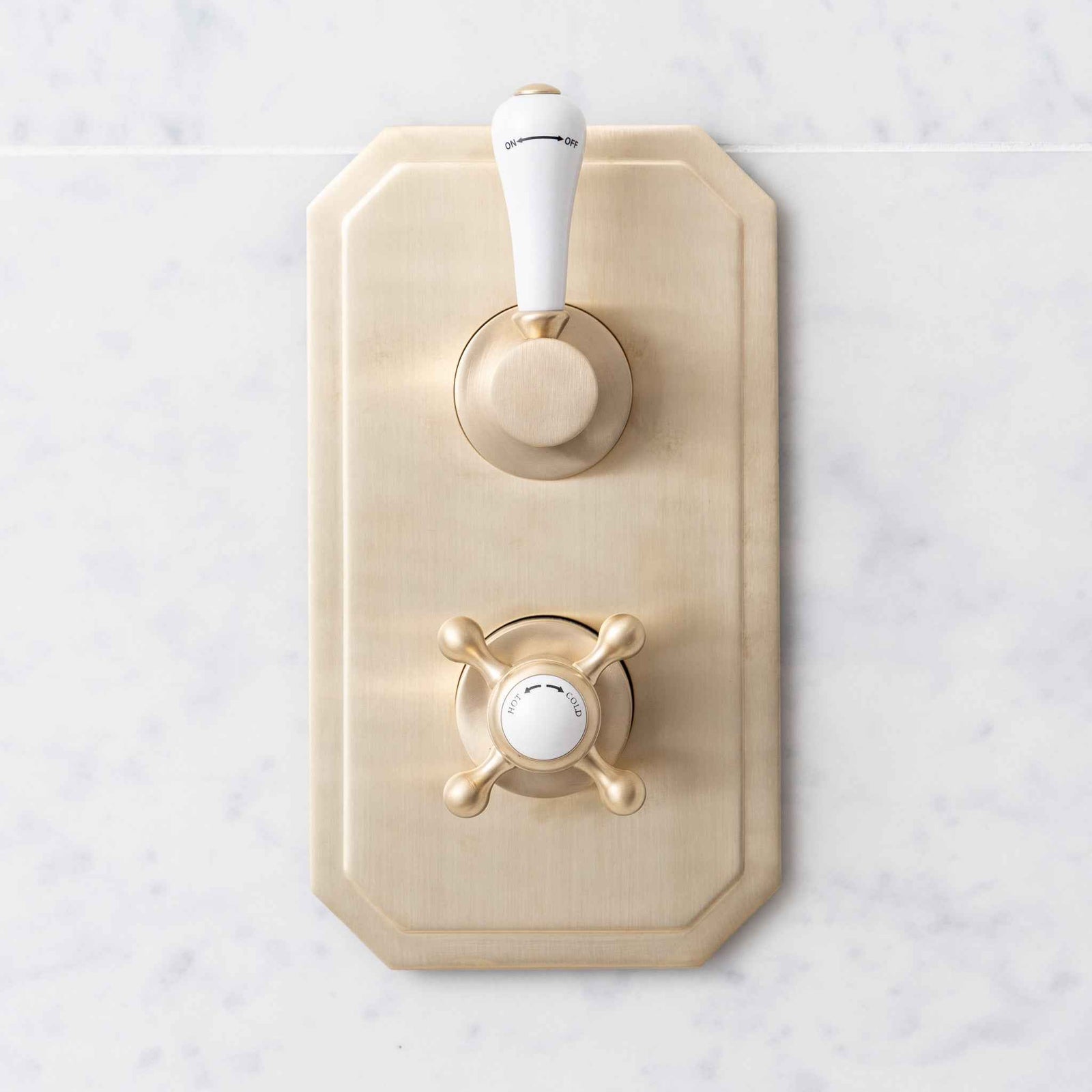 Grafton 2 Outlet White Ceramic Lever Concealed Thermostatic Shower Valve & Trim - Rutland London (USA)