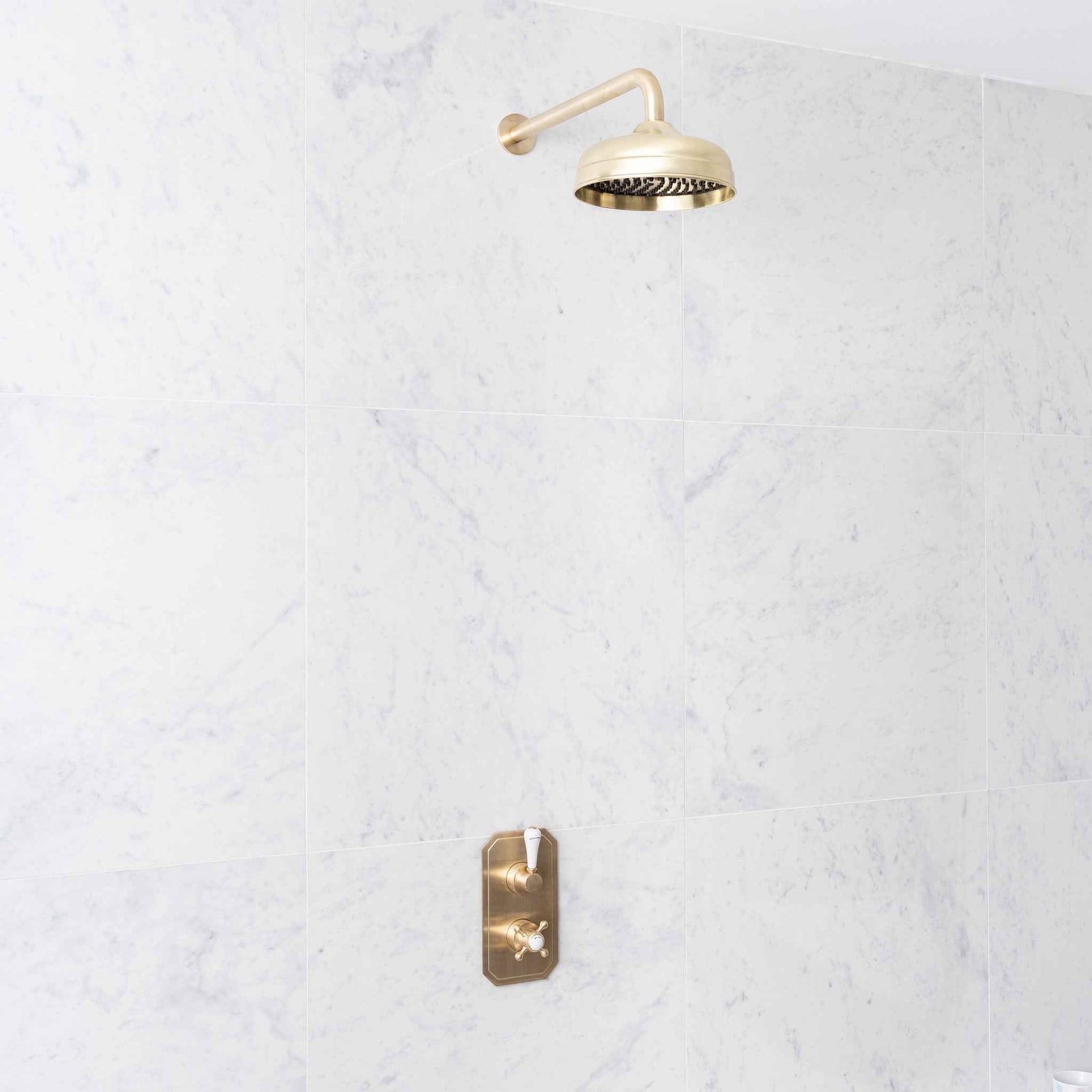 Egerton White Ceramic Lever Concealed Thermostatic Shower Set - Rutland London (USA)