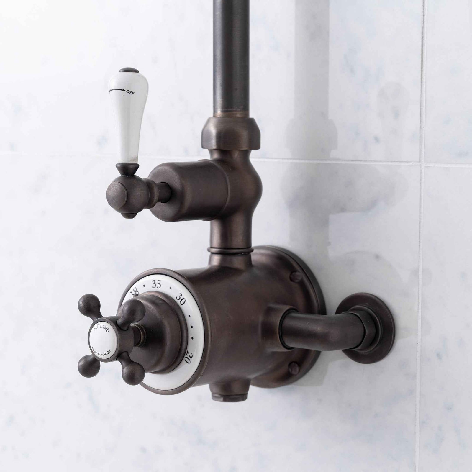 Winchester Single Function White Ceramic Lever Exposed Thermostatic Shower Valve - Rutland London (USA)