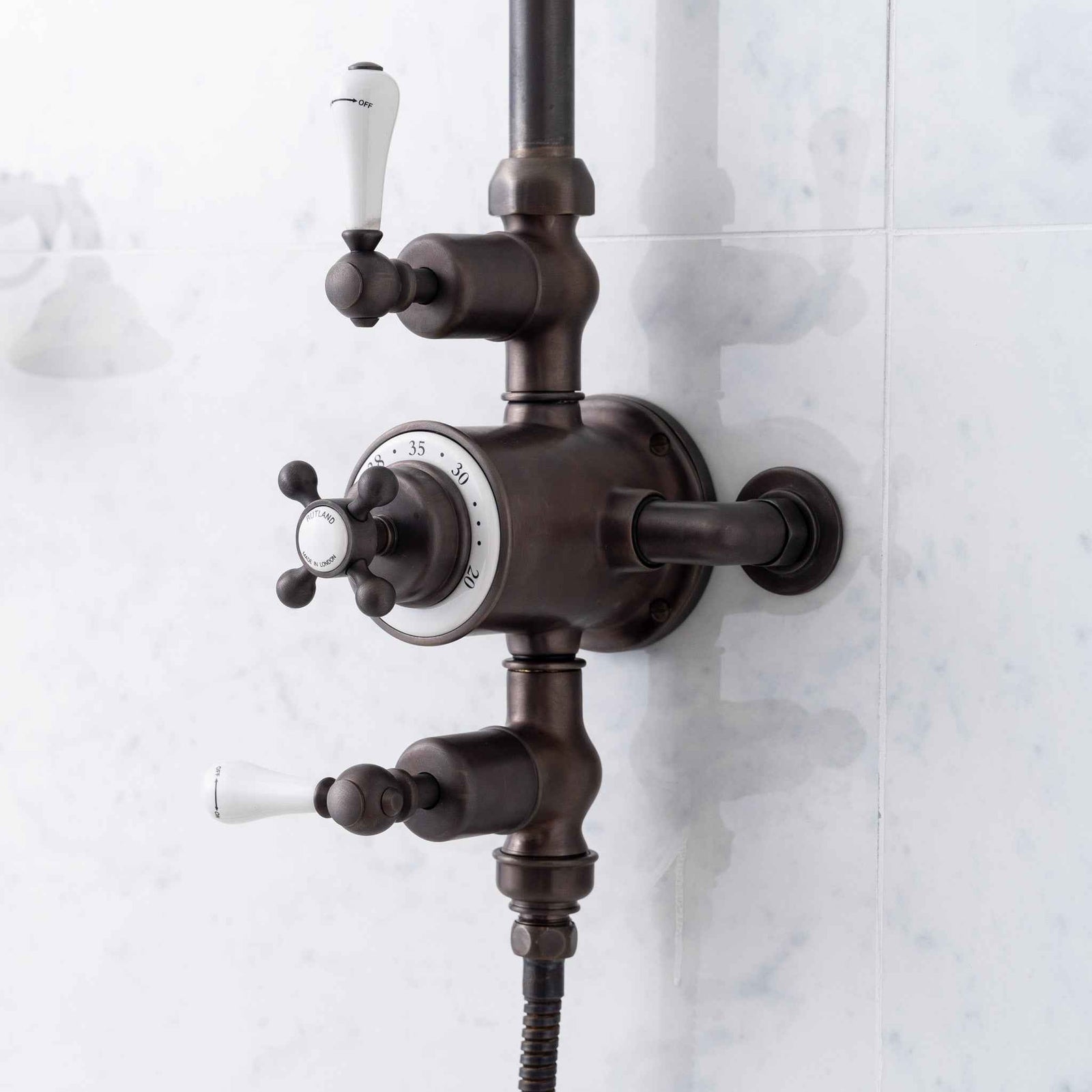 Hamilton Two Function White Ceramic Lever Exposed Thermostatic Shower Valve - Rutland London (USA)
