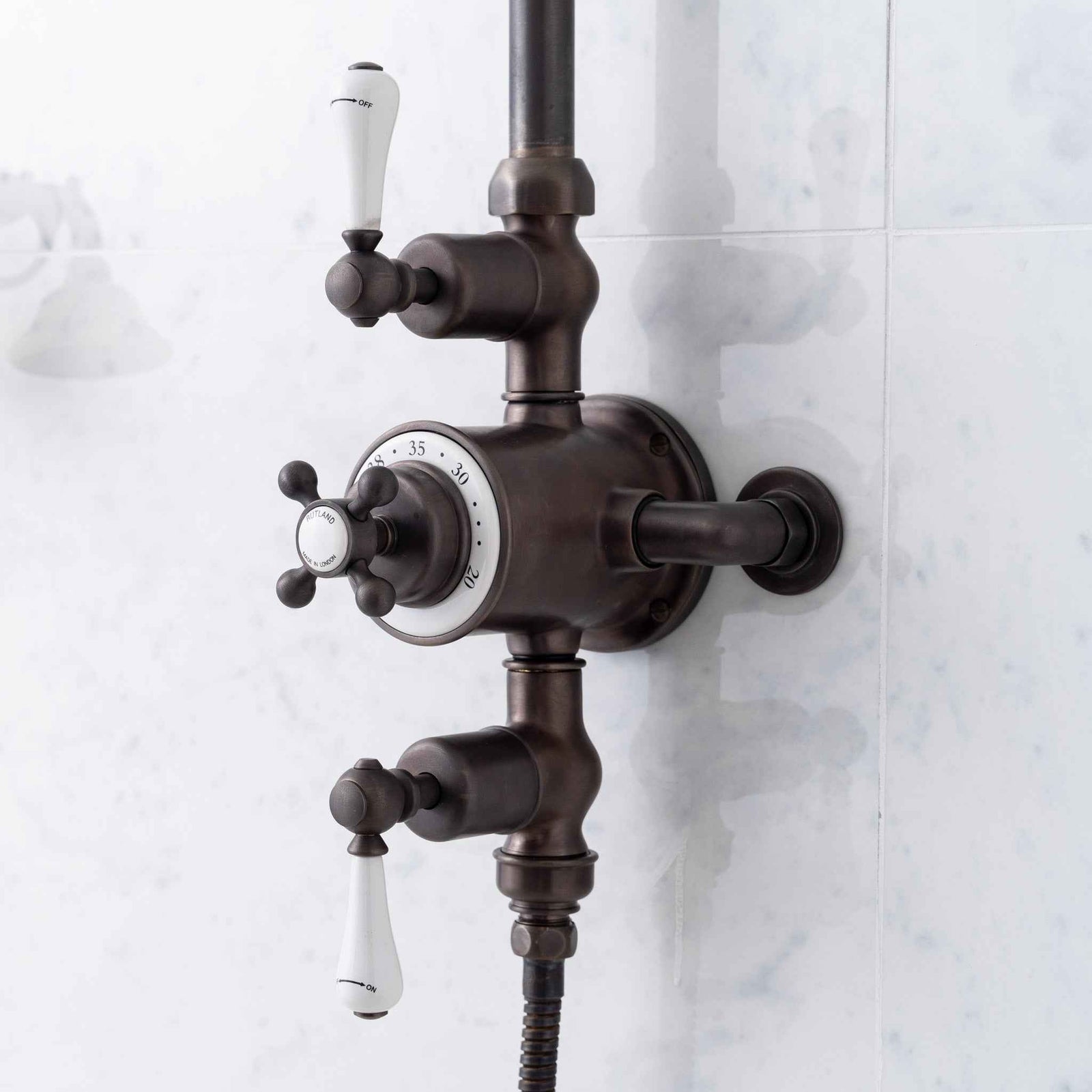 Hamilton Two Function White Ceramic Lever Exposed Thermostatic Shower Valve - Rutland London (USA)