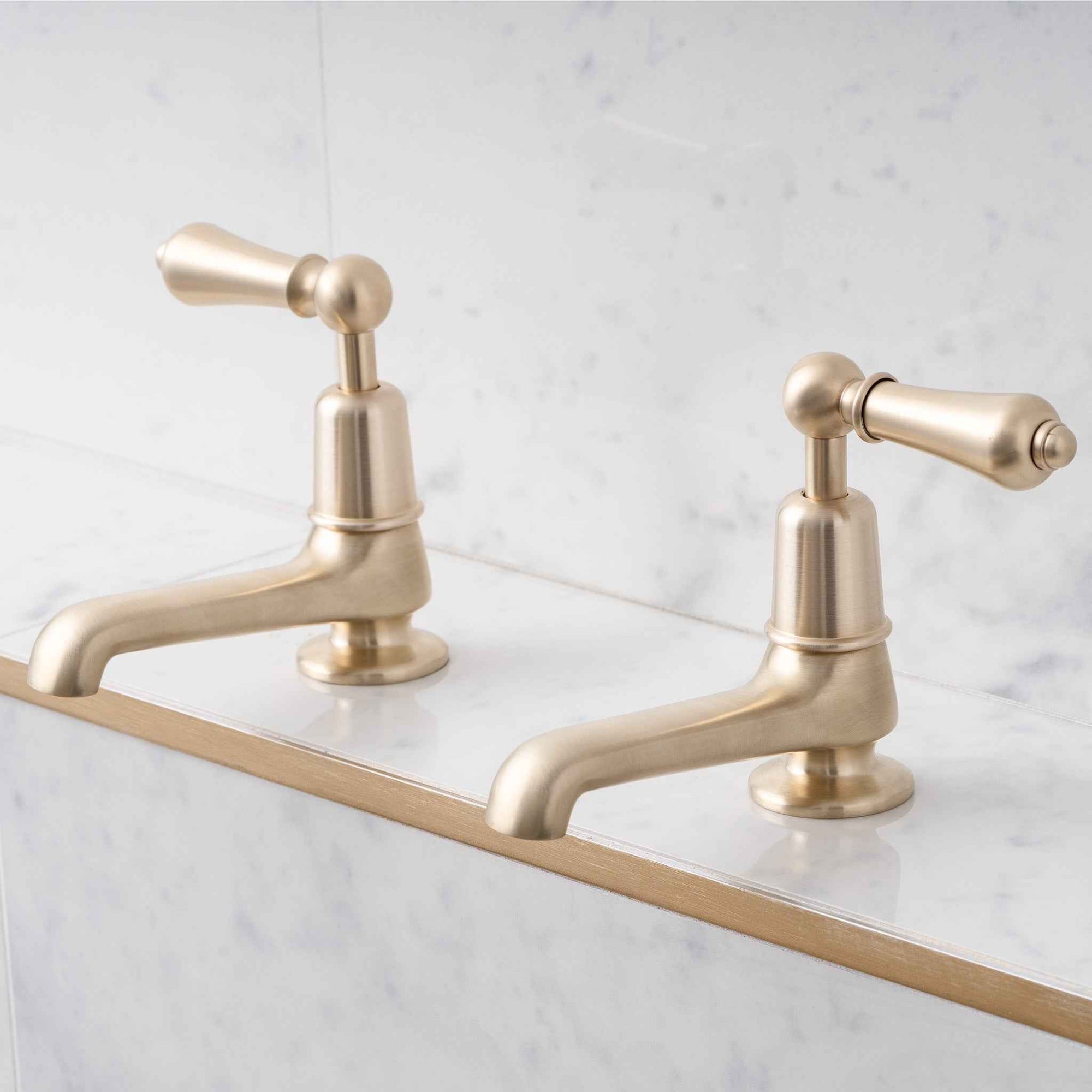 Tavistock Long Nose Metal Lever Single Hole Pillar Tap Bathroom Sink Faucets (Pair) - Rutland London (USA)