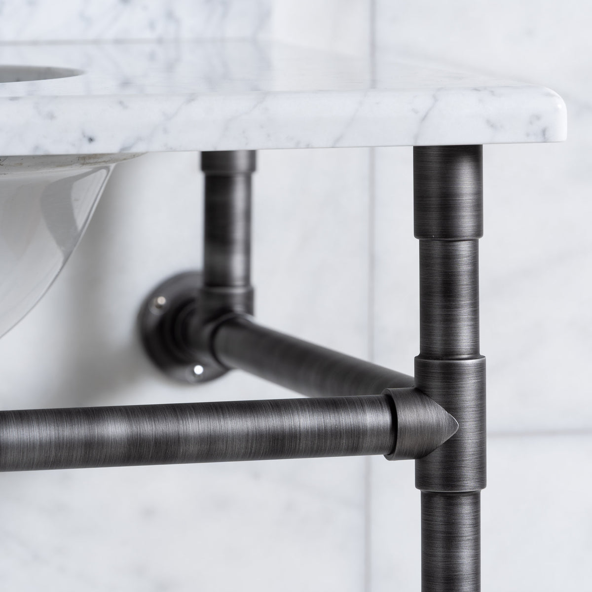 Thornhill Double Brass Console Bathroom Sink (Inc. Marble Top, Upstand & Sinks) - Rutland London (USA)