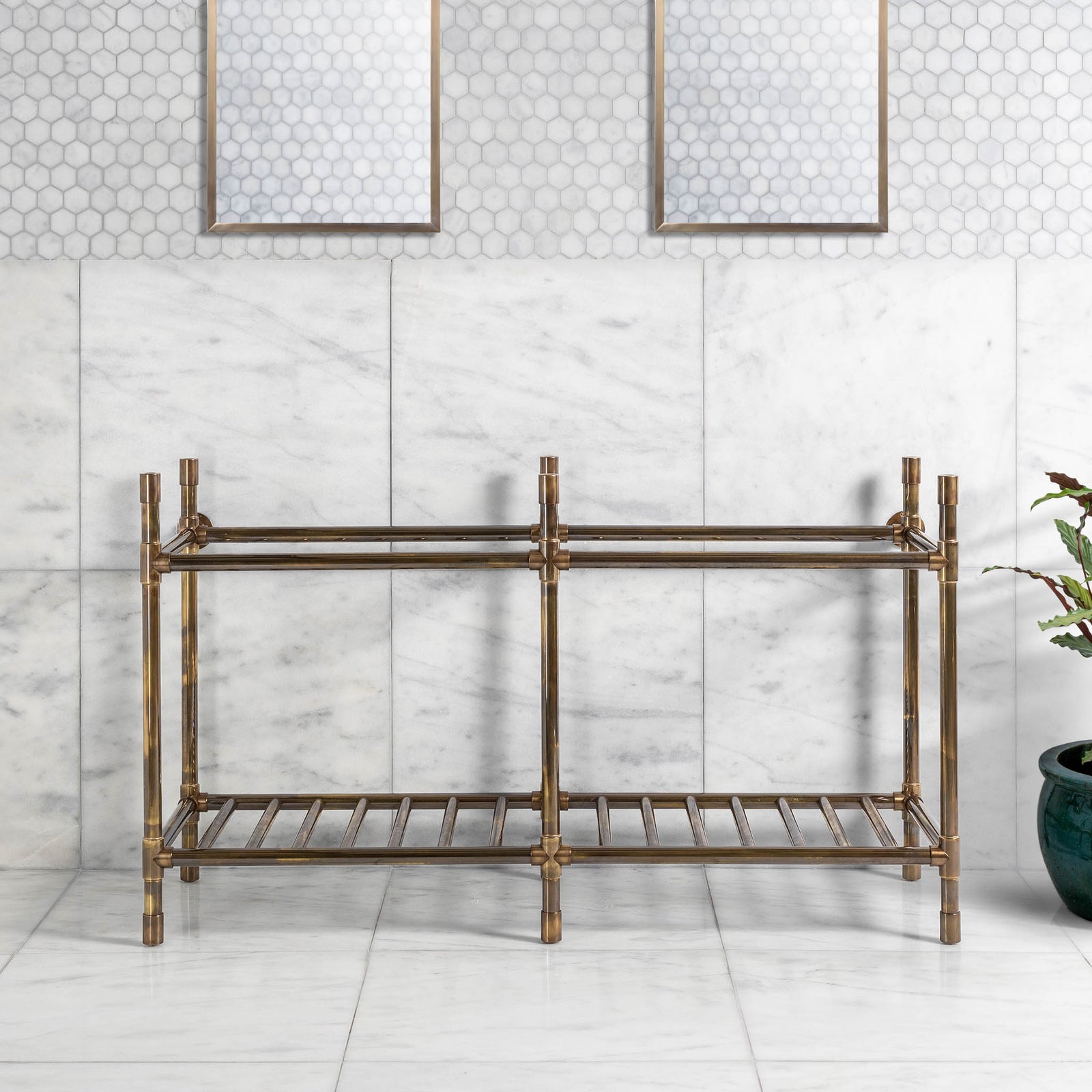 Trinity Double Brass Console Sink Legs (Legs Only - No Top, Upstand or Sinks) - Rutland London (USA)