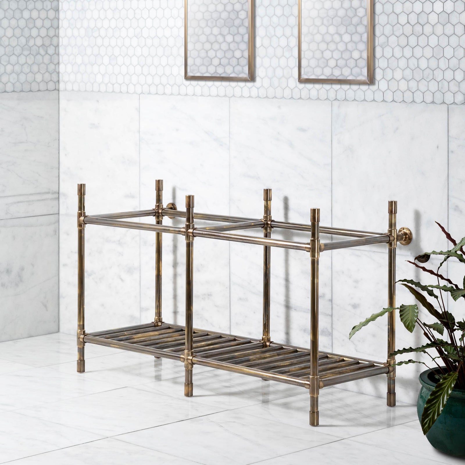 Trinity Double Brass Console Sink Legs (Legs Only - No Top, Upstand or Sinks) - Rutland London (USA)