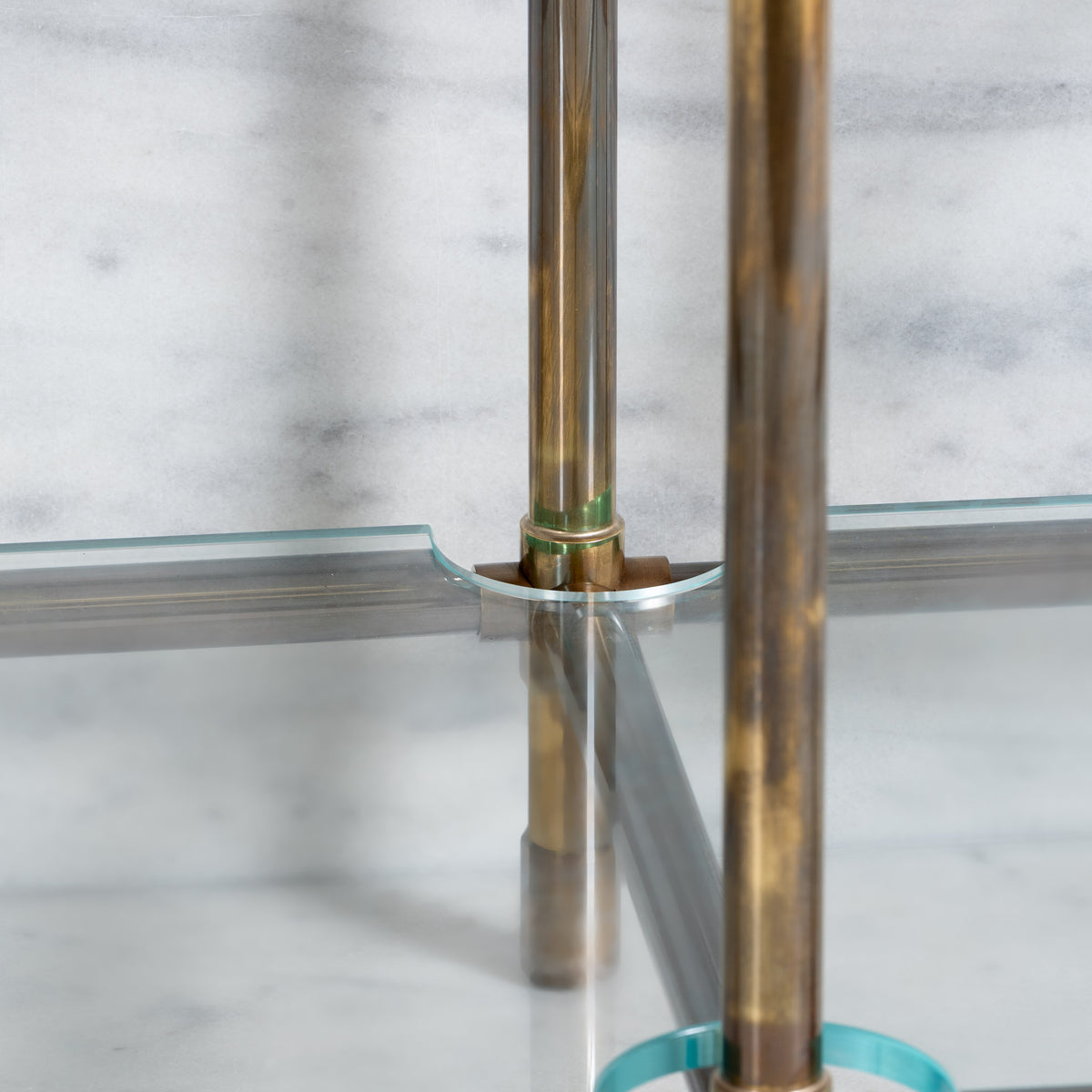 Orchard Double Brass Console Bathroom Sink (Inc. Marble Top, Upstand, Glass Shelf & Sinks) - Rutland London (USA)