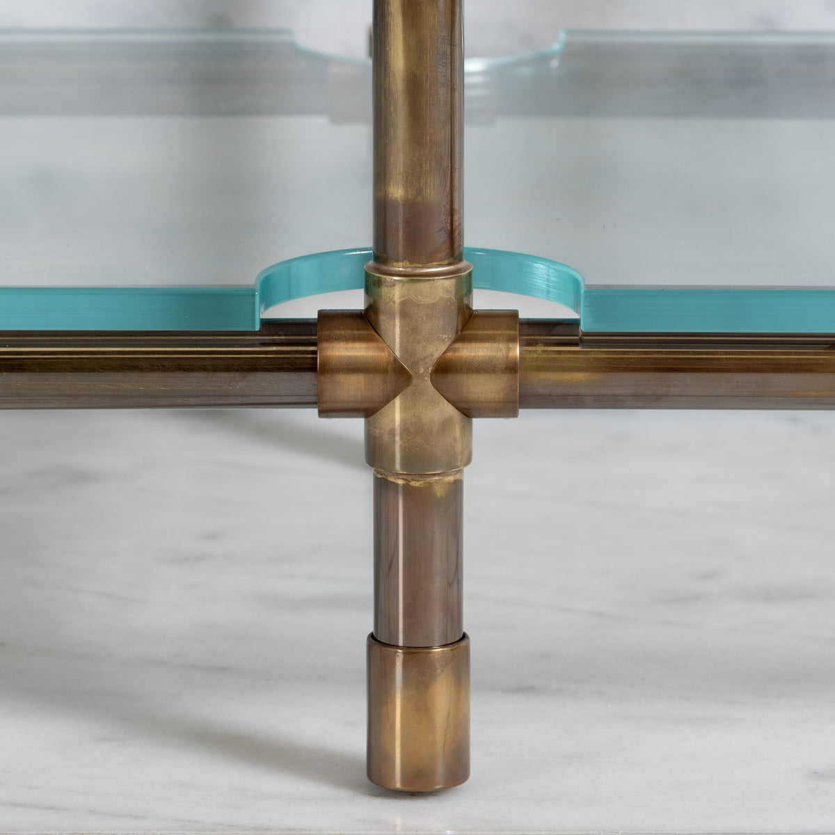 Orchard Double Brass Console Bathroom Sink (Inc. Marble Top, Upstand, Glass Shelf & Sinks) - Rutland London (USA)