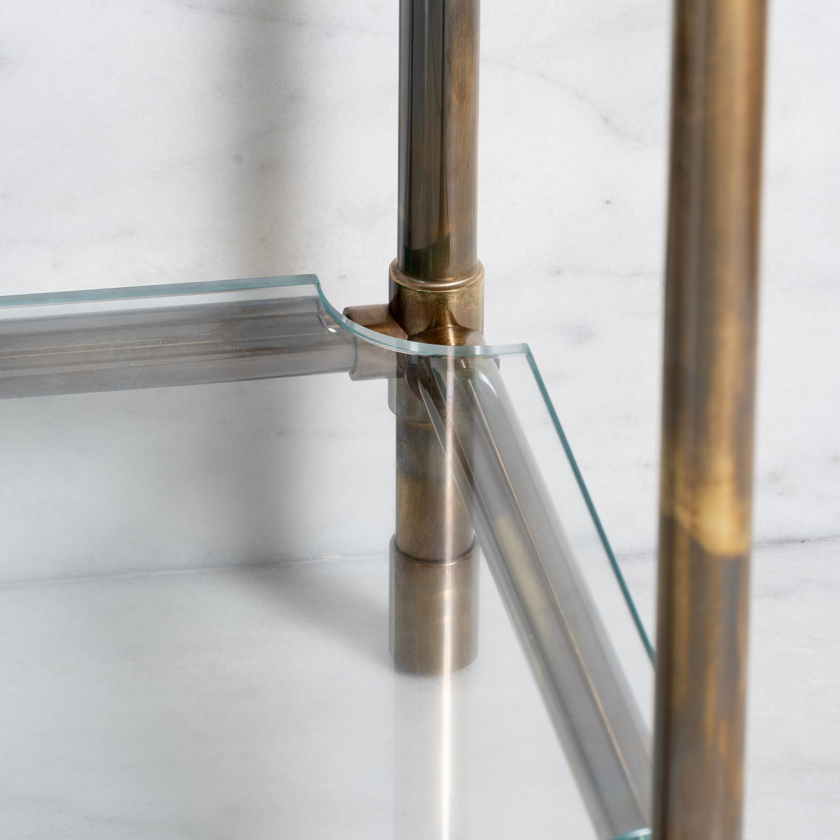 Orchard Double Brass Console Bathroom Sink (Inc. Marble Top, Upstand, Glass Shelf & Sinks) - Rutland London (USA)