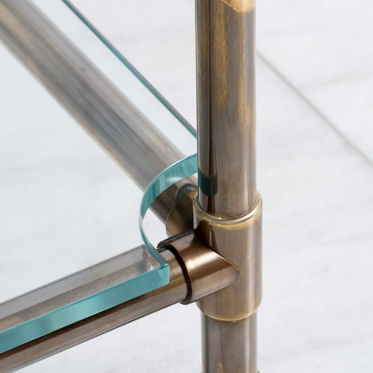 Orchard Double Brass Console Bathroom Sink (Inc. Marble Top, Upstand, Glass Shelf & Sinks) - Rutland London (USA)