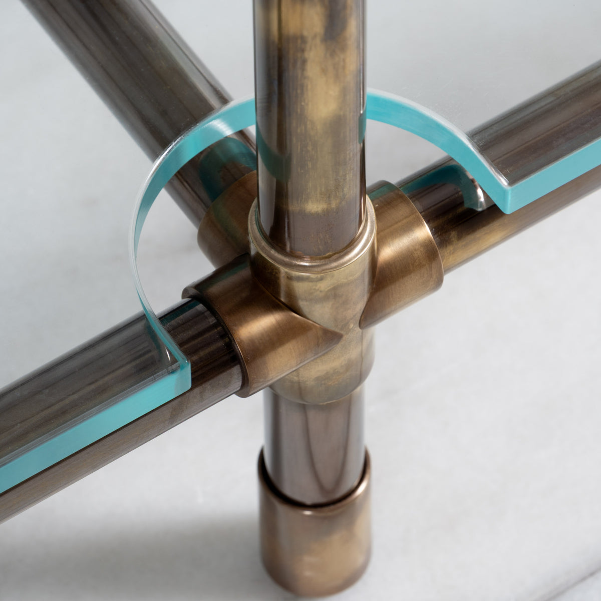 Orchard Double Brass Console Bathroom Sink (Inc. Marble Top, Upstand, Glass Shelf & Sinks) - Rutland London (USA)