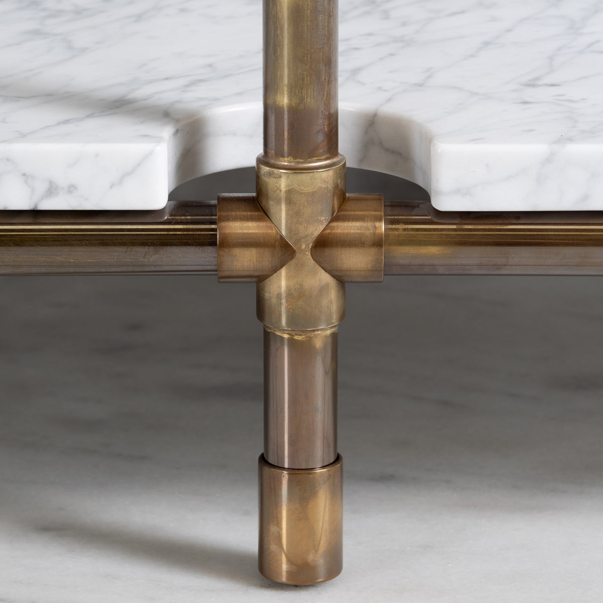 Franklin Double Brass Console Bathroom Sink (Inc. Marble Top, Upstand, Shelf & Sinks) - Rutland London (USA)