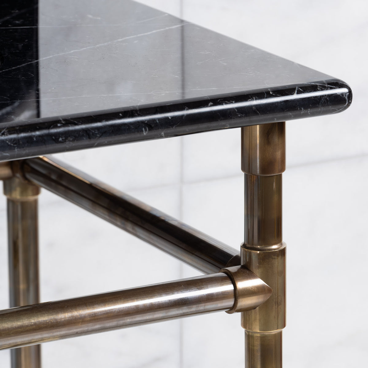 Camden Double Brass Console Bathroom Sink (Inc. Marble Top, Upstand & Sinks) - Rutland London (USA)