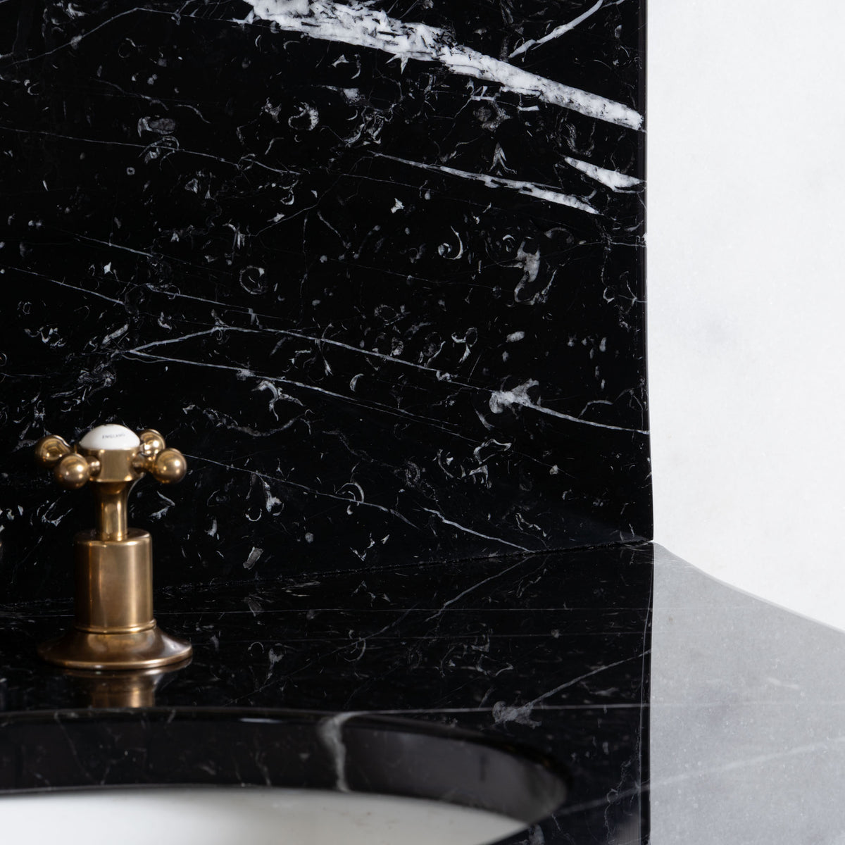 Camden Double Brass Console Bathroom Sink (Inc. Marble Top, Upstand & Sinks) - Rutland London (USA)