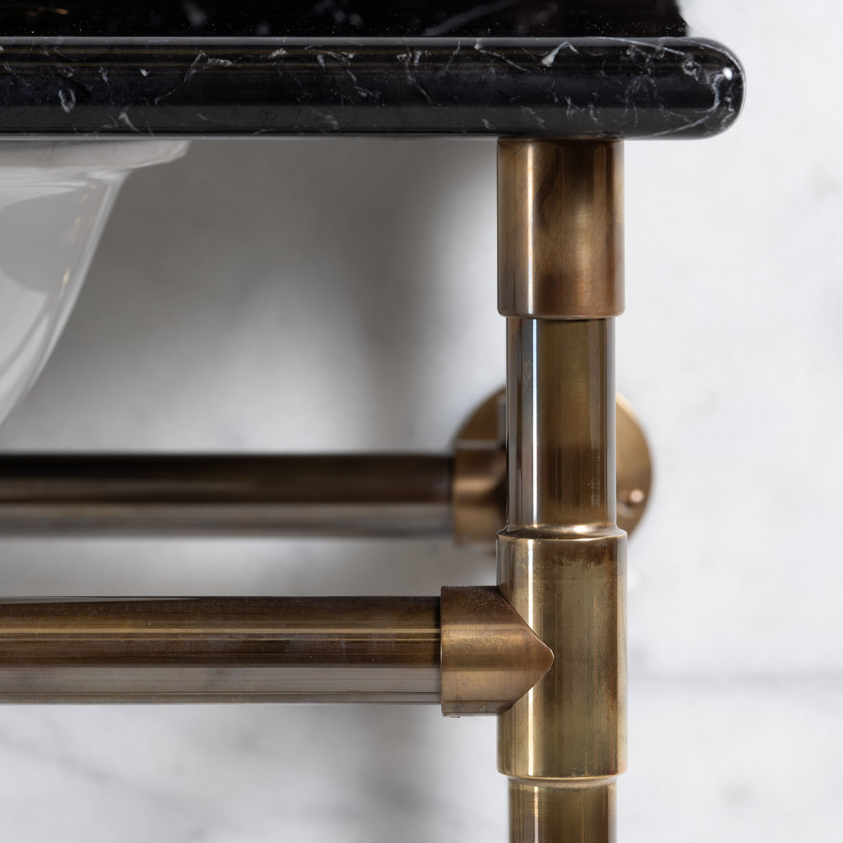 Camden Double Brass Console Bathroom Sink (Inc. Marble Top, Upstand & Sinks) - Rutland London (USA)