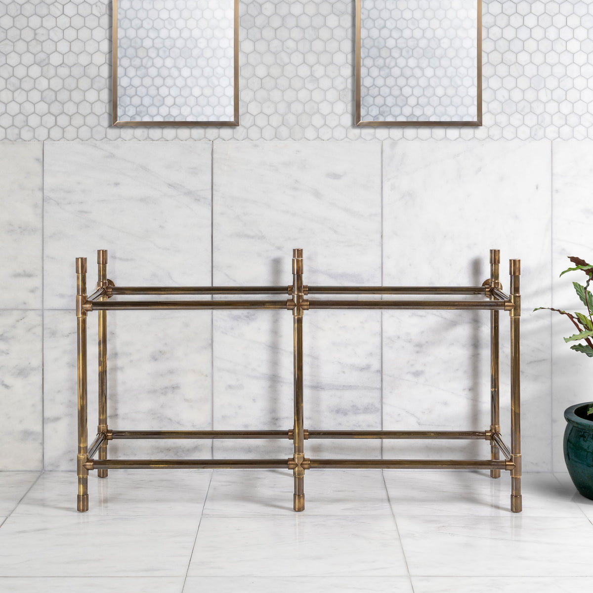 Camden Double Brass Console Sink Legs (Legs Only - No Top, Upstand or Sinks) - Rutland London (USA)