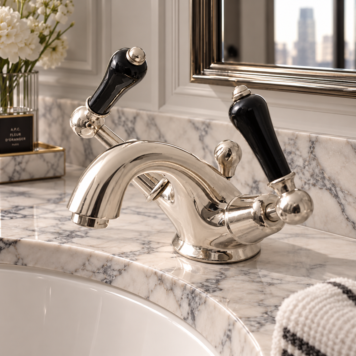 Torrington Black Ceramic Lever Single Hole Bathroom Sink Faucet - Rutland London (USA)