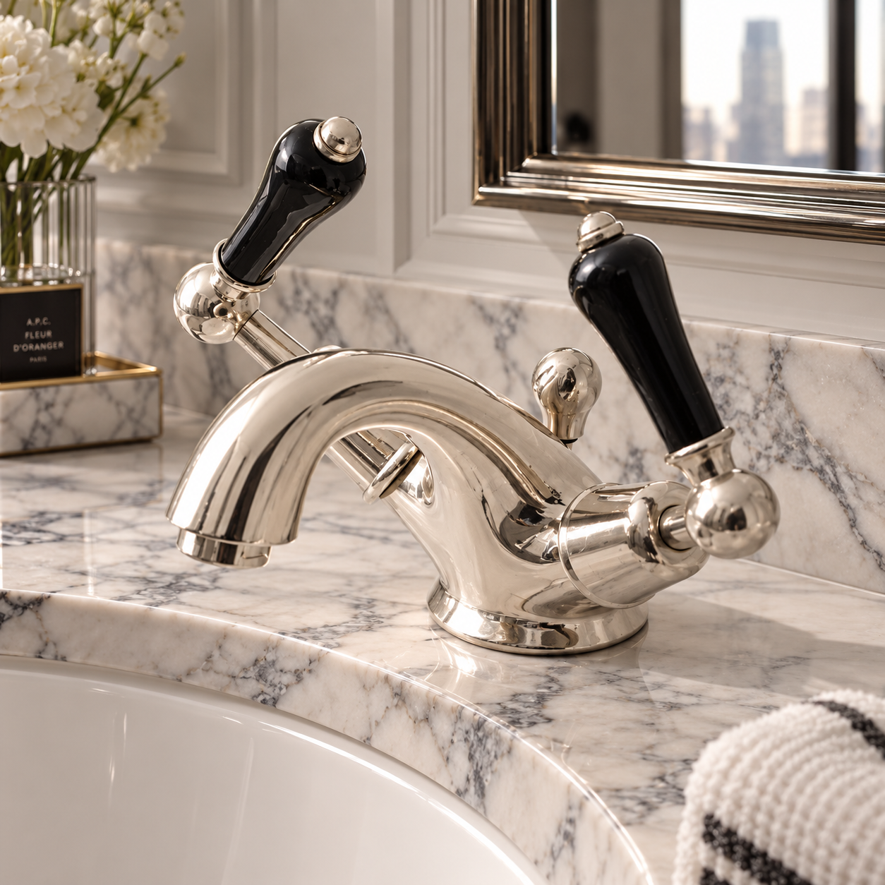Torrington Black Ceramic Lever Single Hole Bathroom Sink Faucet - Rutland London (USA)