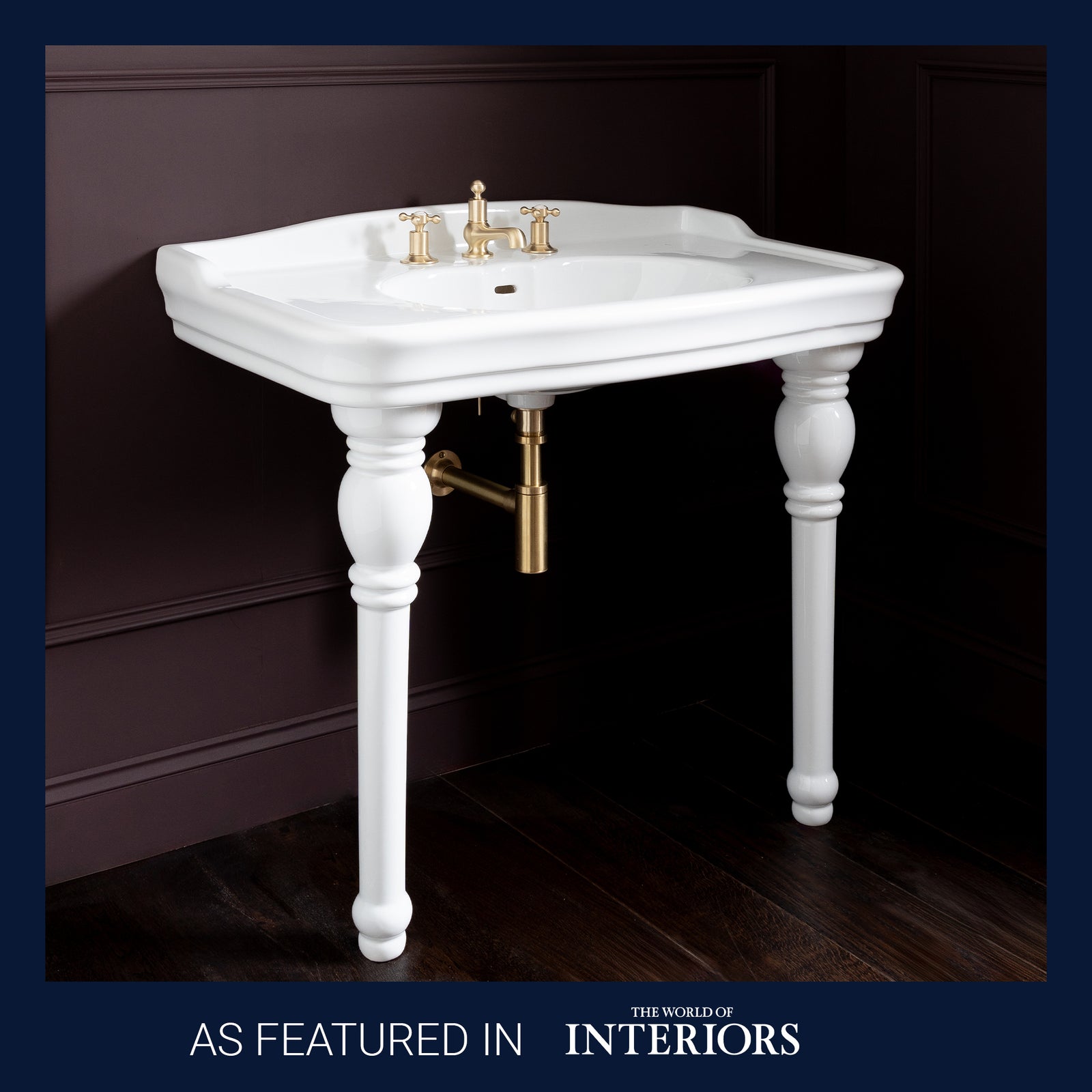 Bridgewater White Console Sink & Legs - Rutland London (USA)