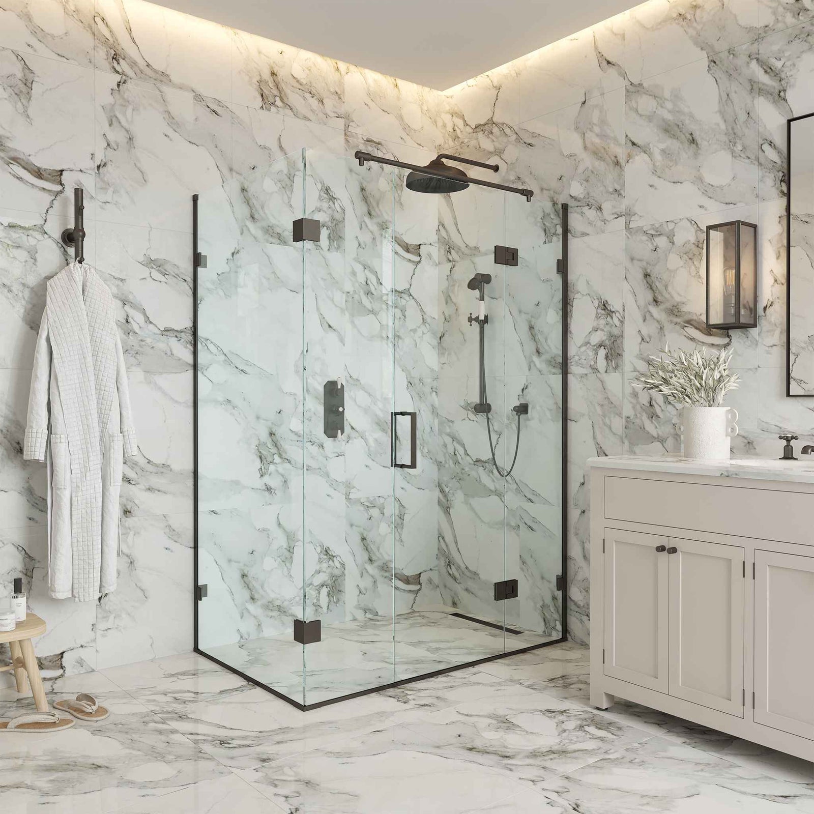 Ludgate Semi-Frameless Brass Shower Enclosure Componentry Kit (Excluding Glass) - Rutland London (USA)