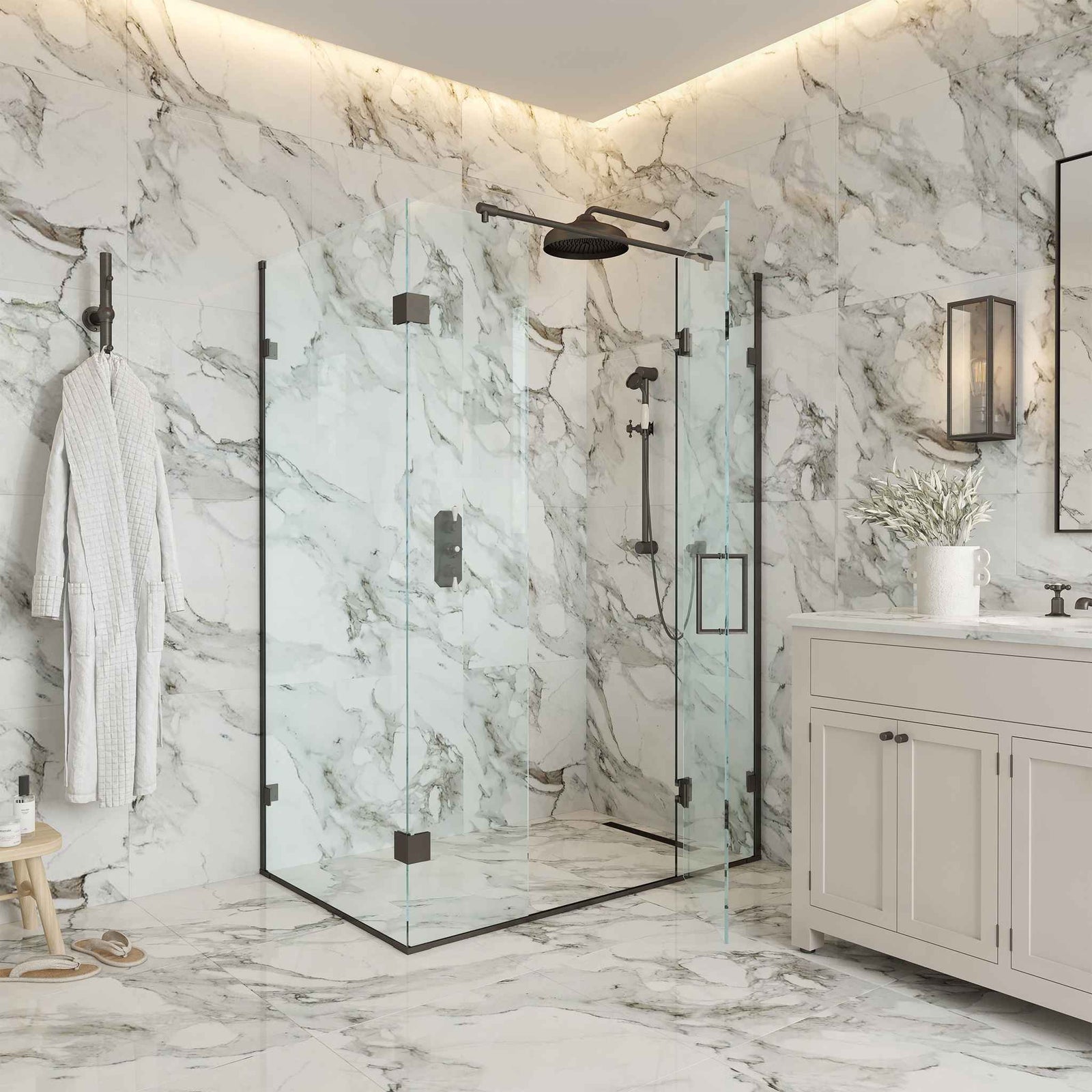 Ludgate Semi-Frameless Brass Shower Enclosure Componentry Kit (Excluding Glass) - Rutland London (USA)