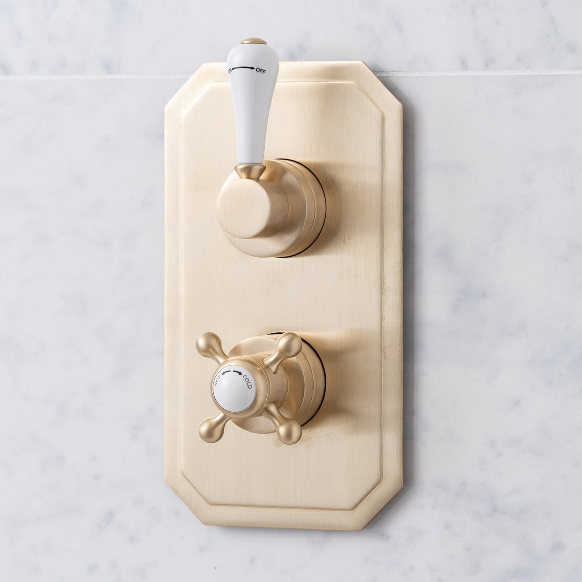 Wellington White Ceramic Lever &amp; Cleaver Telephone Handset Concealed Thermostatic Shower Set - Rutland London (USA) 