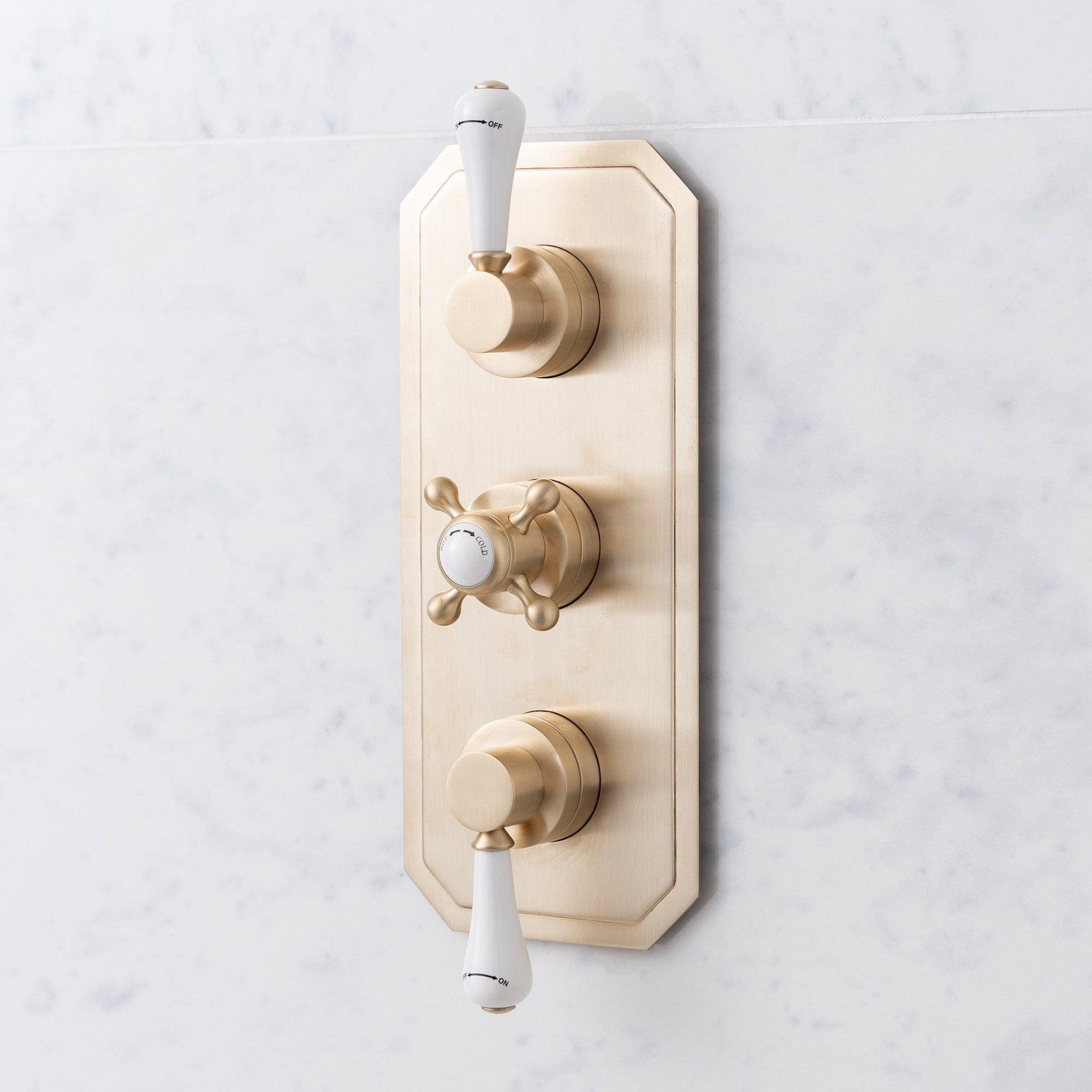 Cornwallis Three Function White Ceramic Lever Concealed Thermostatic Shower Valve & Trim - Rutland London (USA)