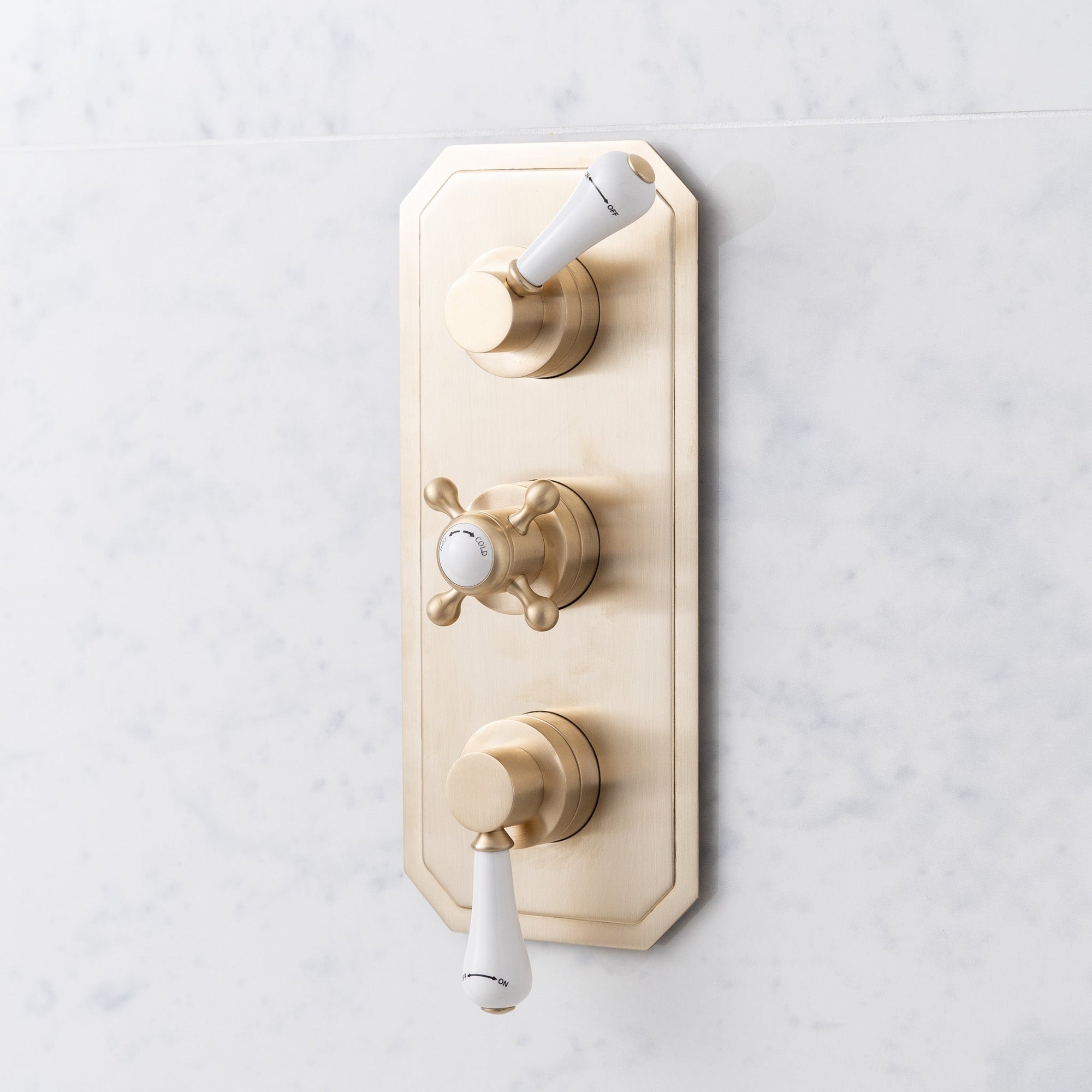 Chesterton Two Function White Ceramic Lever Concealed Thermostatic Shower Valve & Trim - Rutland London (USA)